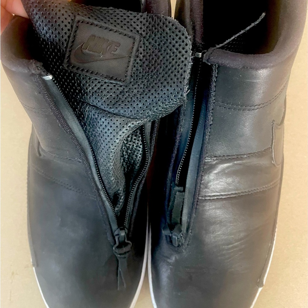 All black leather custom Nikes